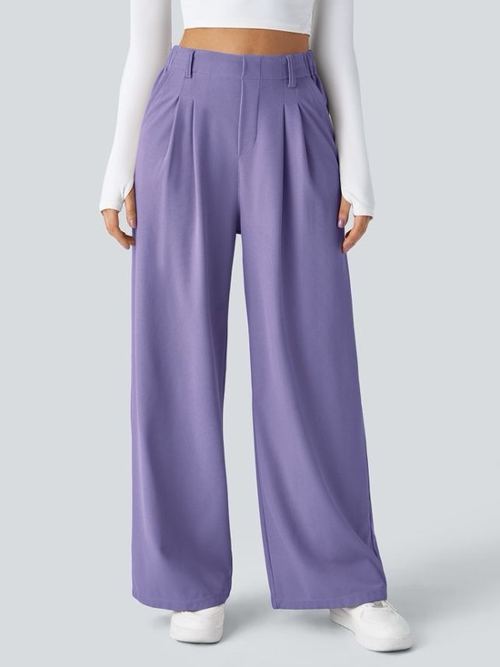 HALARA Pants - Halara Mellow Purple Flex™ High Waisted Pocket Wide Leg Waffle Work Pants